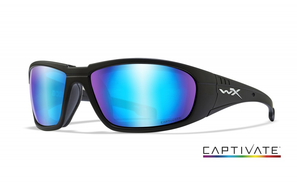 BOSS Captivate™ Pol Blue Mirror Smoke Grey Matte Black Frame